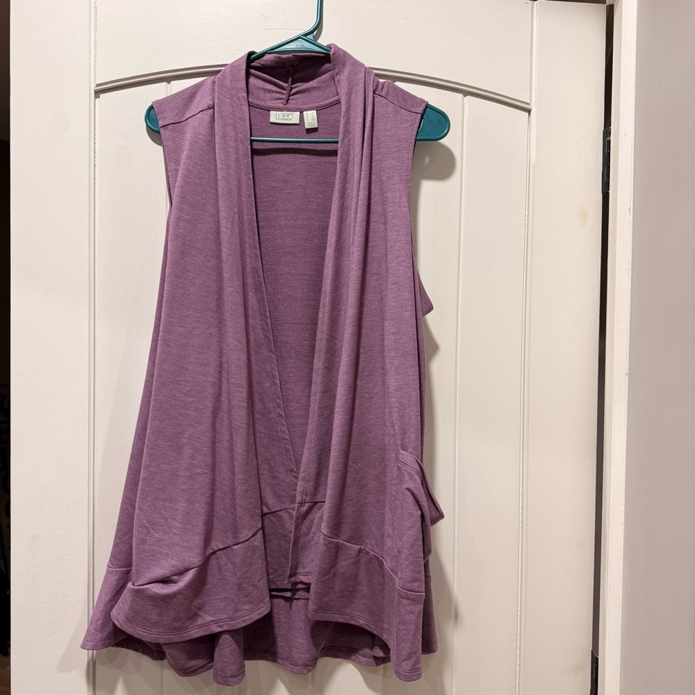 Logo Lounge Sleeveless Draped Open Front Vest - Dusty Mauve - NWOT